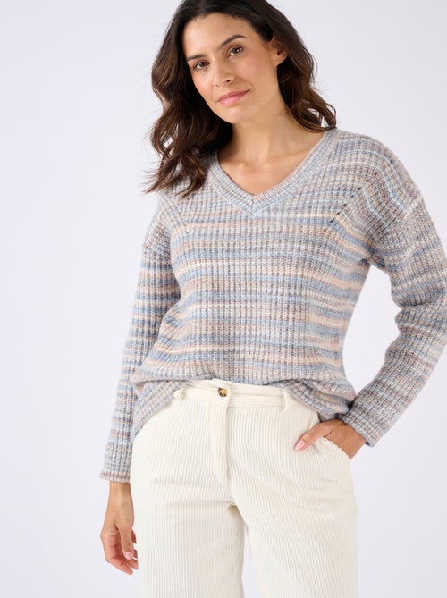 Pull fil mouliné à effet de rayures - Damart - Kiabi