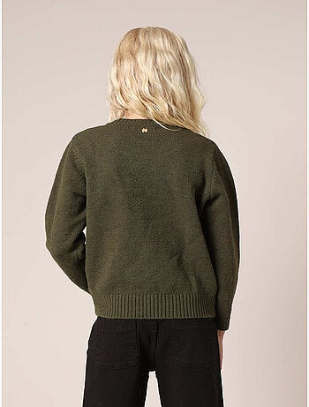 Pull fille en maille avec cœur contrasté 'deeluxe'