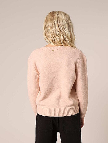 Pull fille en maille avec cœur contrasté 'deeluxe'