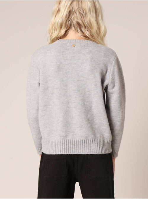 Pull  fille en maille avec cœur contrastée 'Deeluxe' - Kiabi