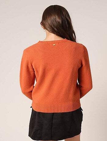 Pull fille en maille avec cœur contrastée 'Deeluxe'