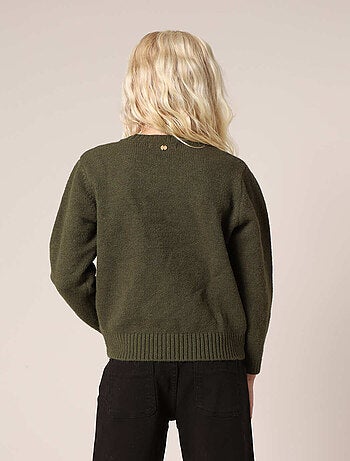Pull fille en maille avec cœur contrastée 'Deeluxe'
