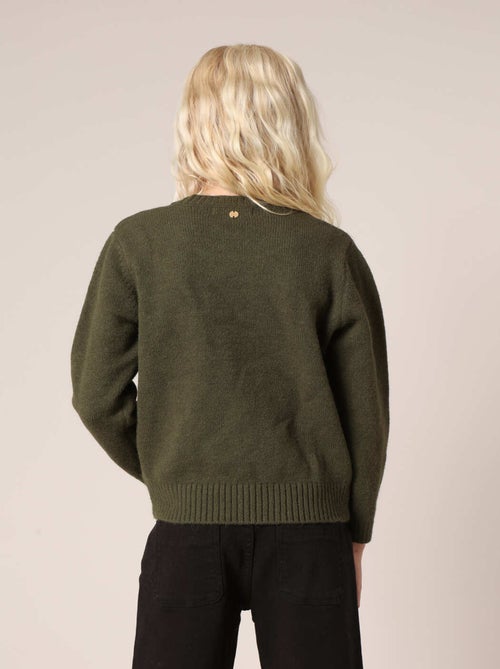 Pull  fille en maille avec cœur contrastée 'Deeluxe' - Kiabi