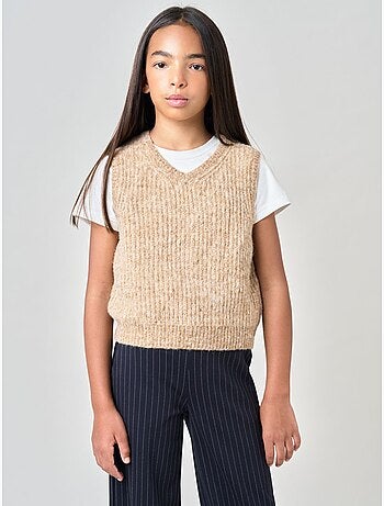 Pull fille en maille, sans manches 'deeluxe'