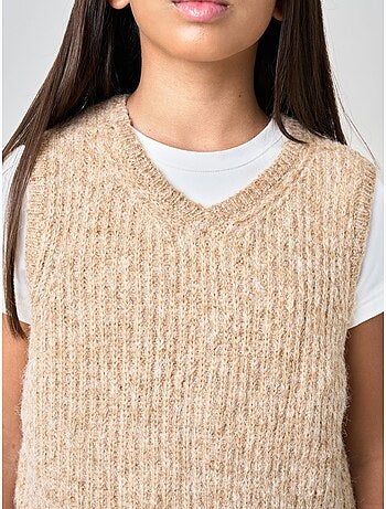 Pull fille en maille, sans manches 'deeluxe'