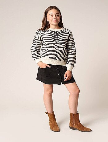 Pull fille imprimé zèbre en maille chaude et confortable 'Deeluxe'