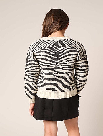 Pull fille imprimé zèbre en maille chaude et confortable 'Deeluxe'