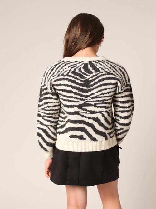 Pull fille imprimé zèbre en maille chaude et confortable 'Deeluxe' - Kiabi
