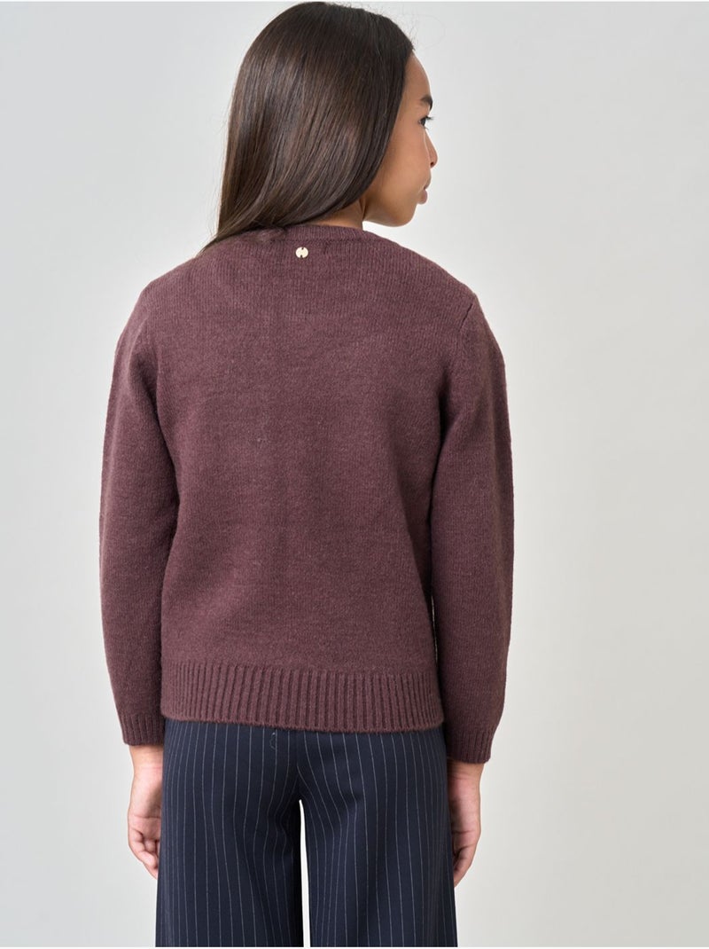 Pull fille motif cœur  'deeluxe' Marron clair - Kiabi