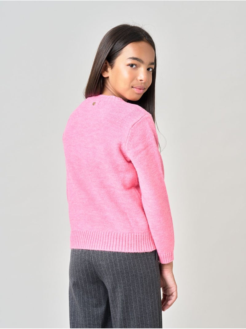 Pull fille motif cœur  'deeluxe' Rose - Kiabi
