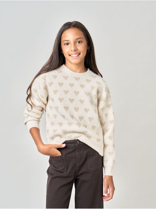 Pull fille motif cœurs en maille douce 'deeluxe' - Kiabi Pull fille motif cœurs en maille douce 'deeluxe' - Kiabi