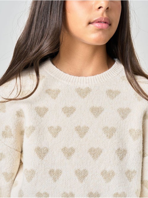 Pull fille motif cœurs en maille douce 'deeluxe' - Kiabi Pull fille motif cœurs en maille douce 'deeluxe' - Kiabi
