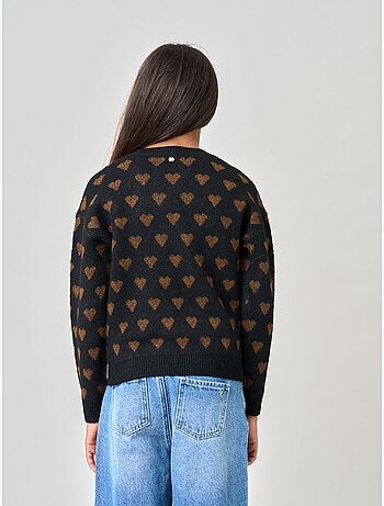 Pull fille motif cœurs en maille douce 'deeluxe'