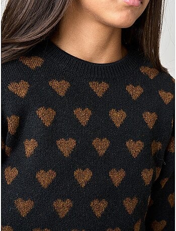 Pull fille motif cœurs en maille douce 'deeluxe'