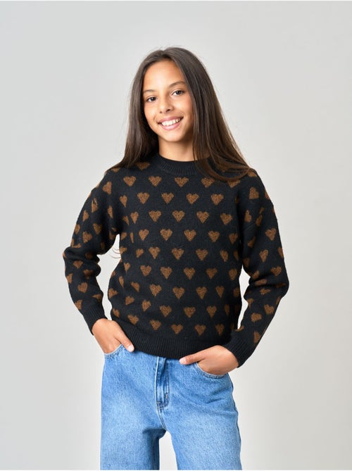 Pull fille motif cœurs en maille douce 'deeluxe' - Kiabi Pull fille motif cœurs en maille douce 'deeluxe' - Kiabi