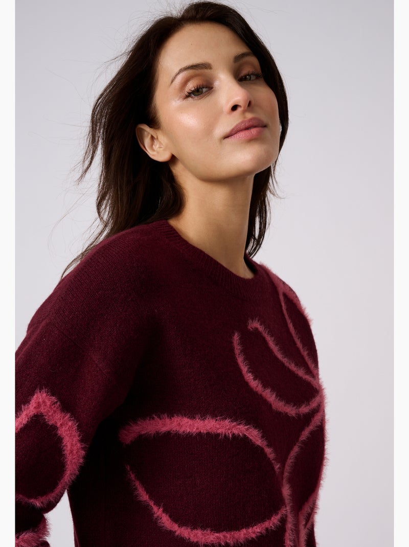 Pull fils poilus fantaisie - Damart Rouge - Kiabi