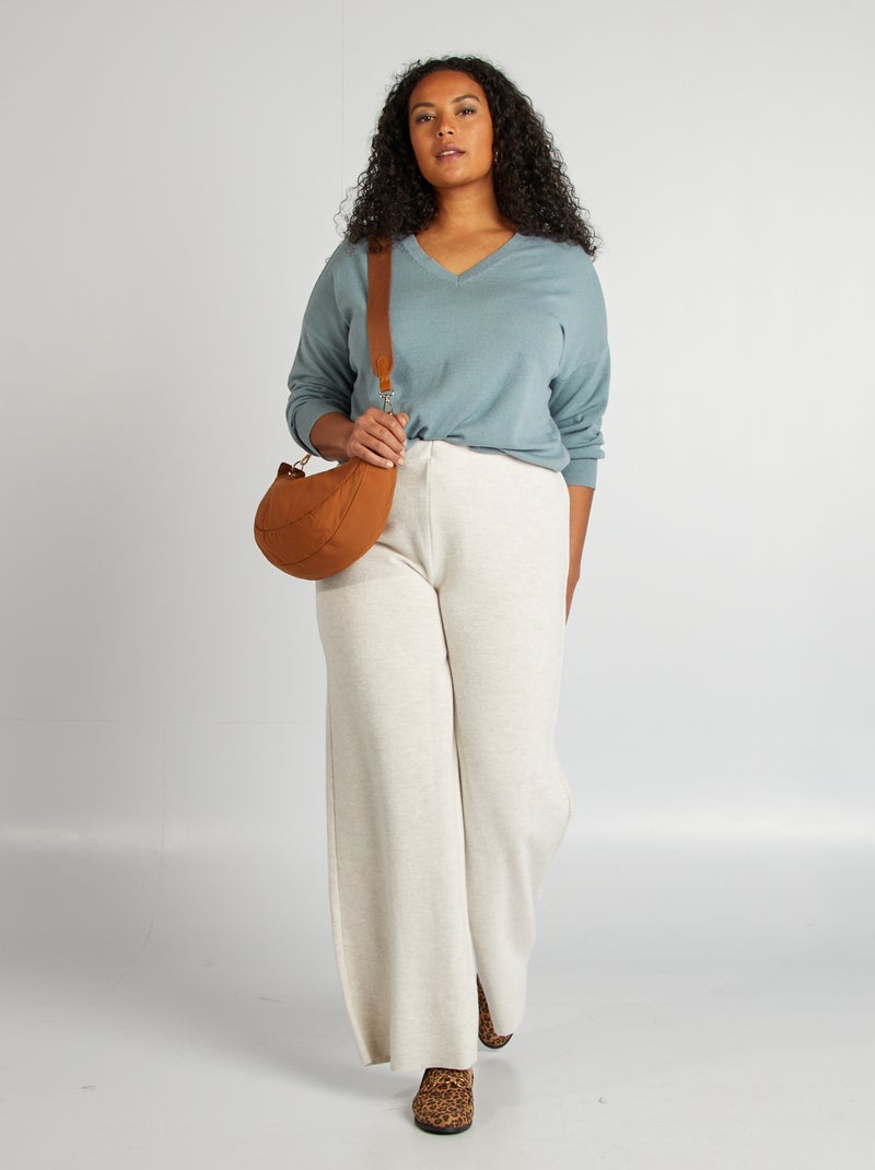 Pull fin à col V Bleu - Kiabi