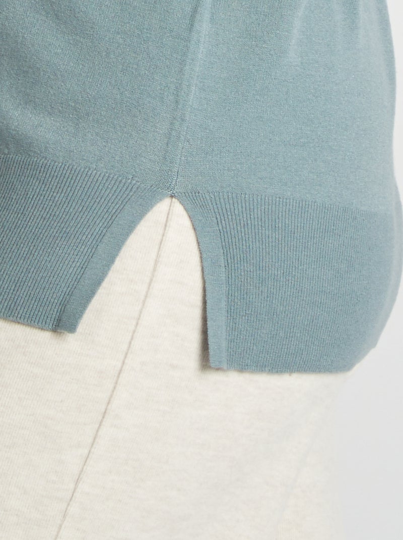 Pull fin à col V Bleu - Kiabi