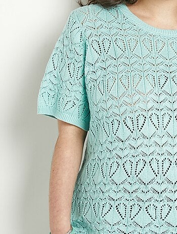 Pull fin ajouré coton manches courtes - Afibel