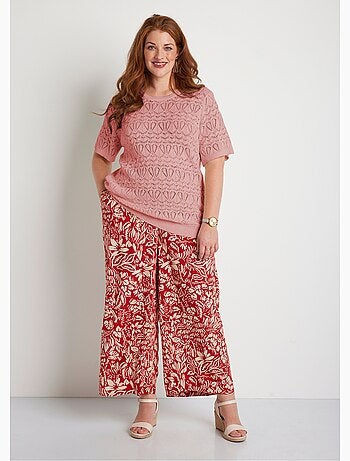 Pull fin ajouré coton manches courtes