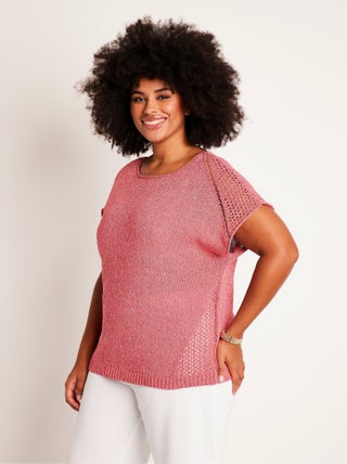 Pull fin ajouré manches courtes