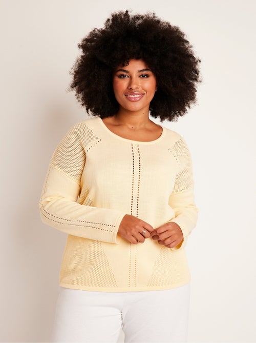 Pull fin ajouré manches longues - Kiabi