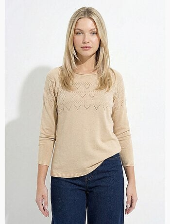 Pull fin ajouré manches longues raglan - Afibel