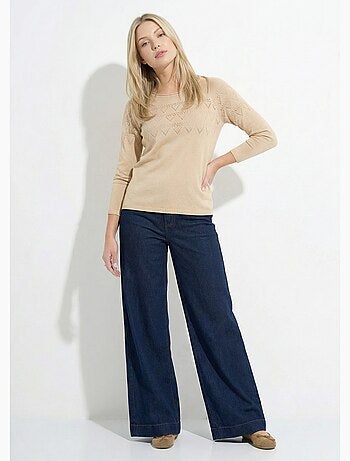 Pull fin ajouré manches longues raglan - Afibel