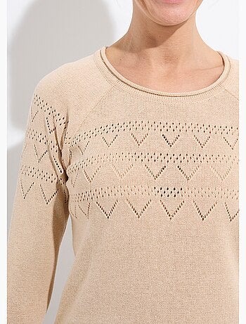 Pull fin ajouré manches longues raglan - Afibel
