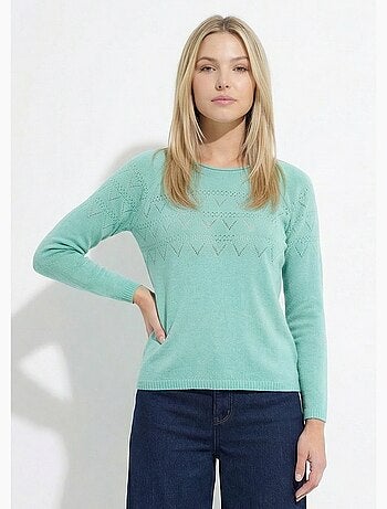 Pull fin ajouré manches longues raglan - Afibel