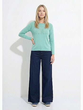 Pull fin ajouré manches longues raglan - Afibel