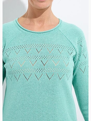 Pull fin ajouré manches longues raglan - Afibel