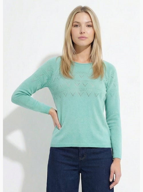 Pull fin ajouré manches longues raglan - Afibel - Kiabi