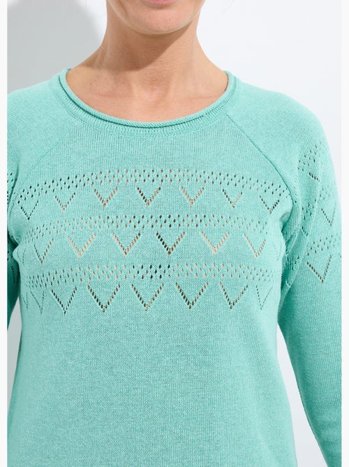 Pull fin ajouré manches longues raglan - Afibel - Kiabi