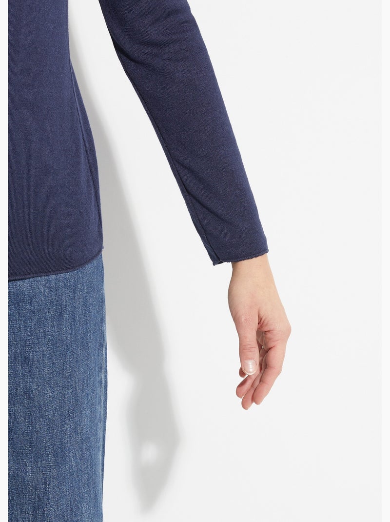 Pull fin avec angora et laine, col v - afibel Bleu marine - Kiabi