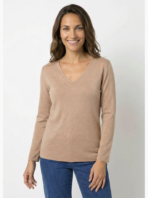 Pull fin avec angora et laine, col V - AFIBEL - Kiabi