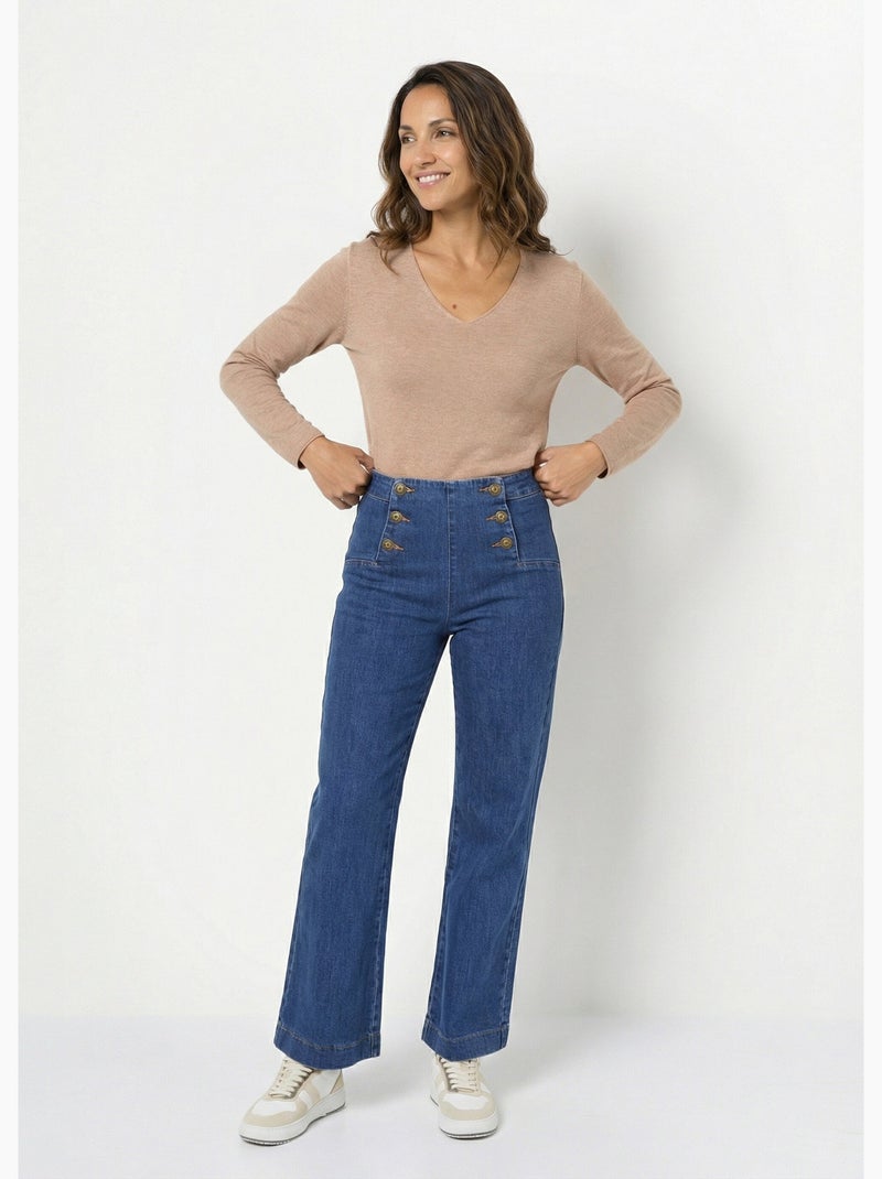 Pull fin avec angora et laine, col V - AFIBEL Camel - Kiabi