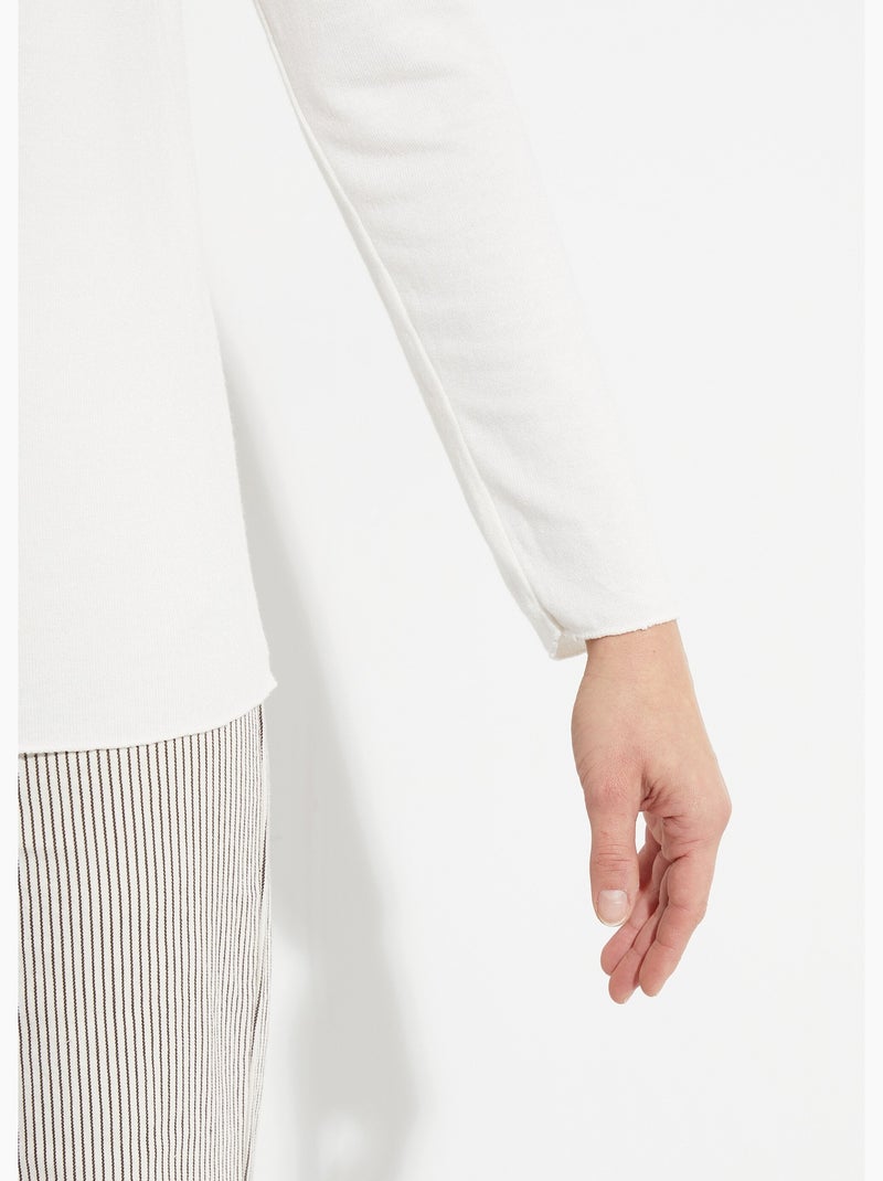 Pull fin avec angora et laine, col V - AFIBEL Ecru - Kiabi