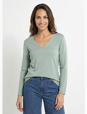 Pull fin avec angora et laine, col v - afibel