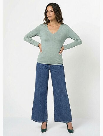 Pull fin avec angora et laine, col v - afibel