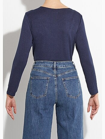 Pull fin avec angora et laine, col V