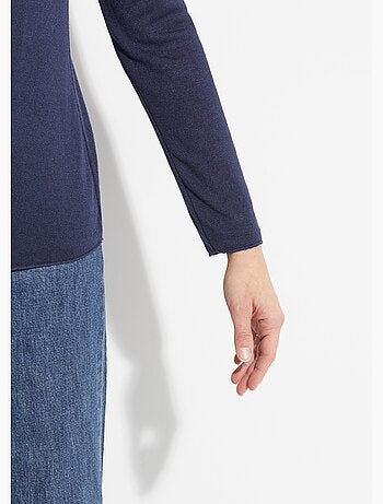 Pull fin avec angora et laine, col V