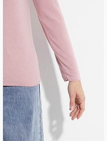 Pull fin avec angora et laine, col V