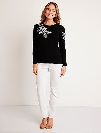 Pull fin brodé - Afibel