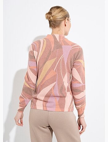 Pull fin chaud col montant avec laine et angora imprimé - Afibel