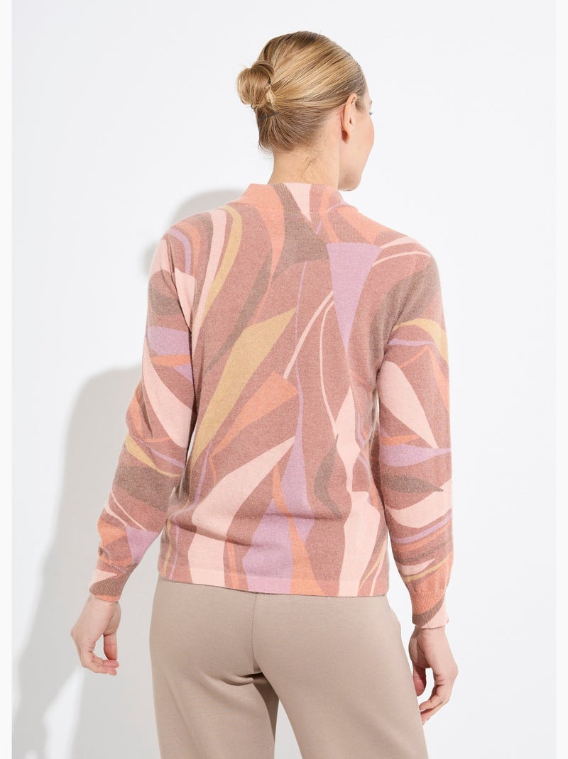 Pull fin chaud col montant avec laine et angora imprimé - Afibel Marron noisette - Kiabi