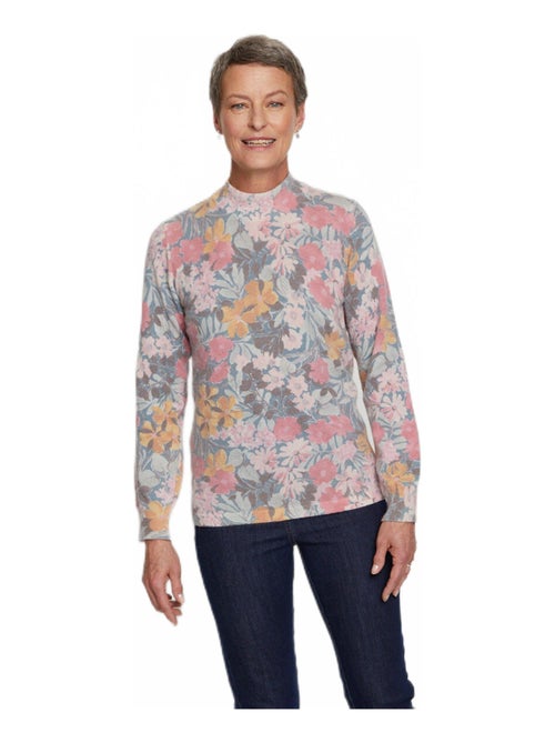 Pull fin chaud imprimé col rond mélange laine - Afibel - Kiabi