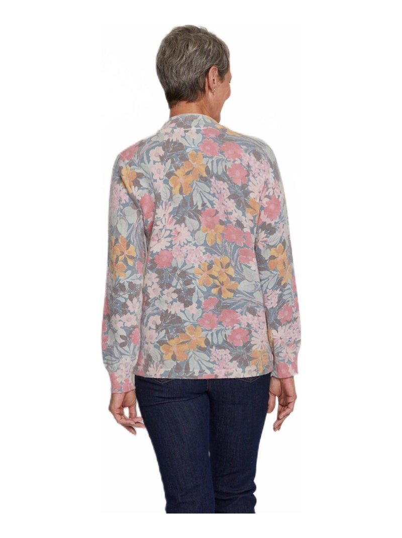 Pull fin chaud imprimé col rond mélange laine - Afibel Rose - Kiabi