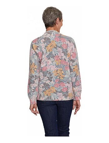 Pull fin chaud imprimé col rond mélange laine