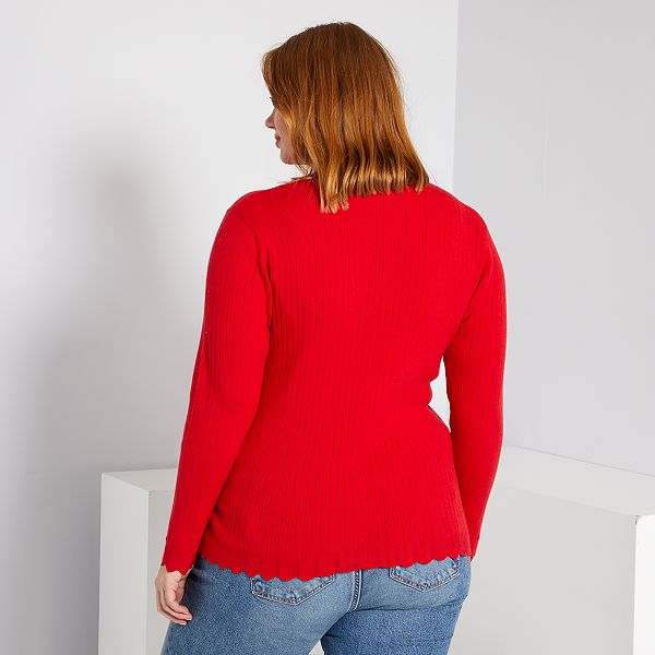 Pull fin col cheminée Grande taille femme - rouge - Kiabi ...